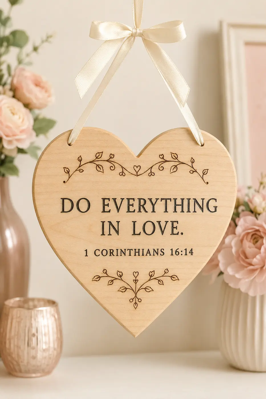 1 Corinthians 16:14 Heart Plaque