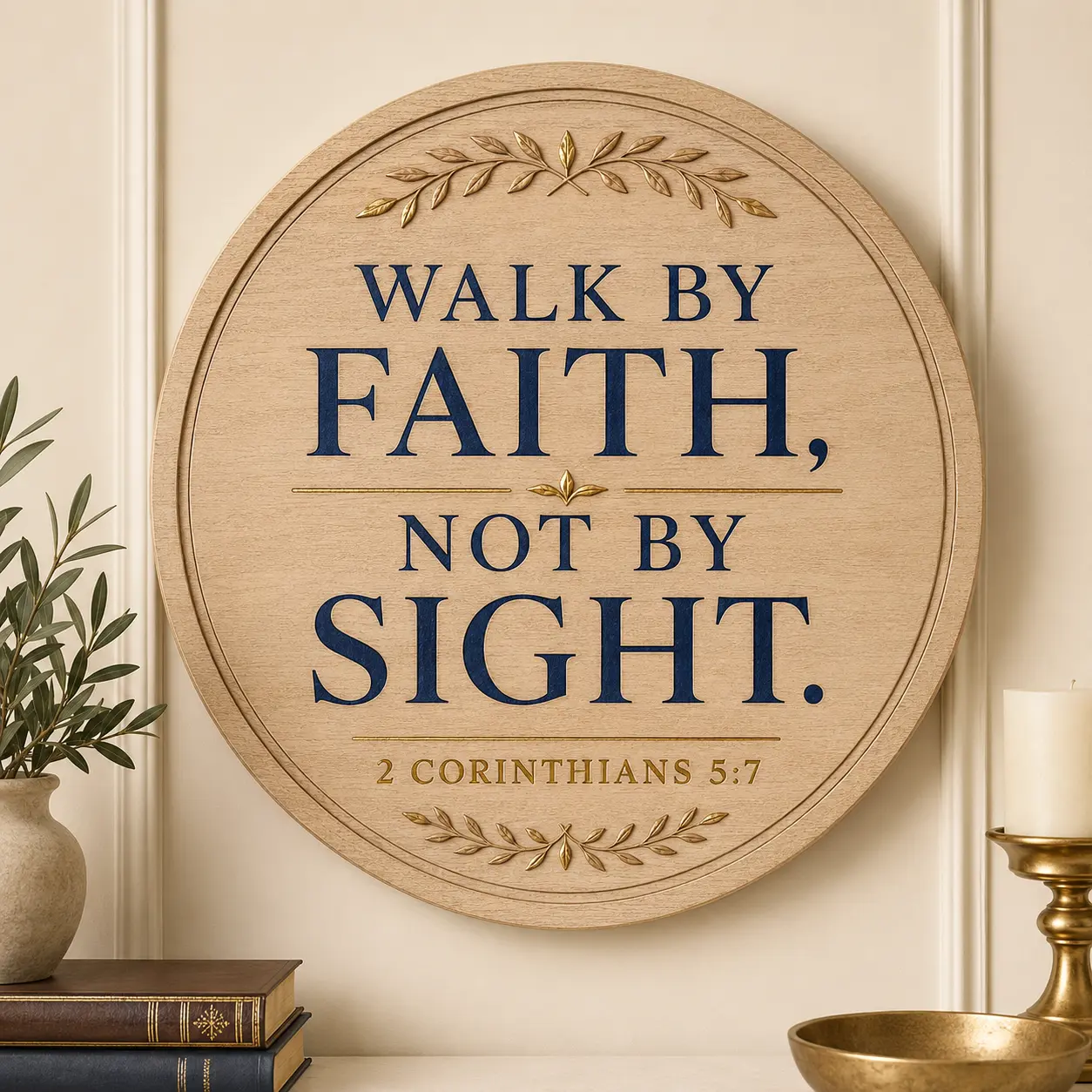 2 Corinthians 5:7 Oak Plaque
