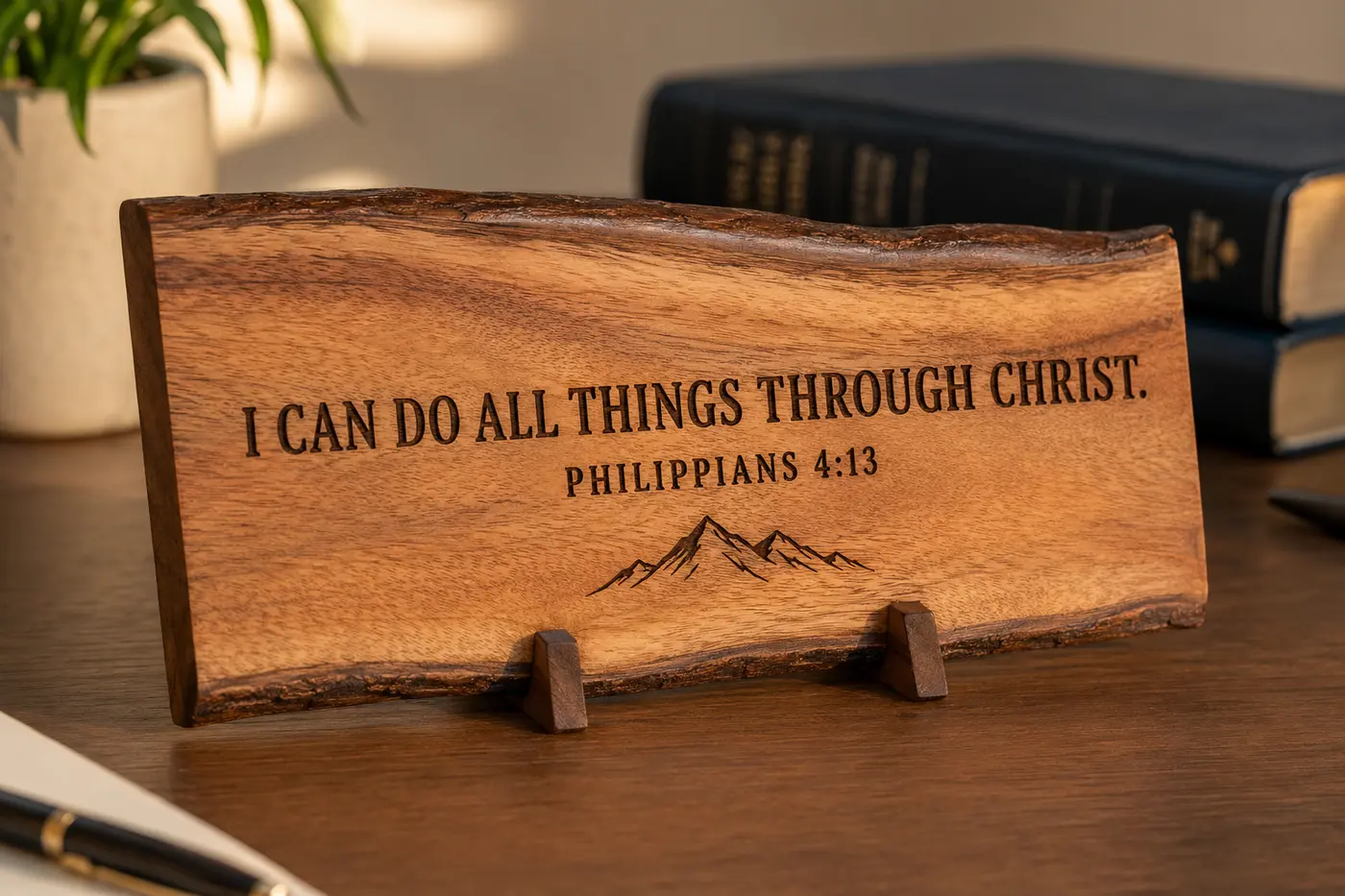 Philippians 4:13 Live-Edge Plaque