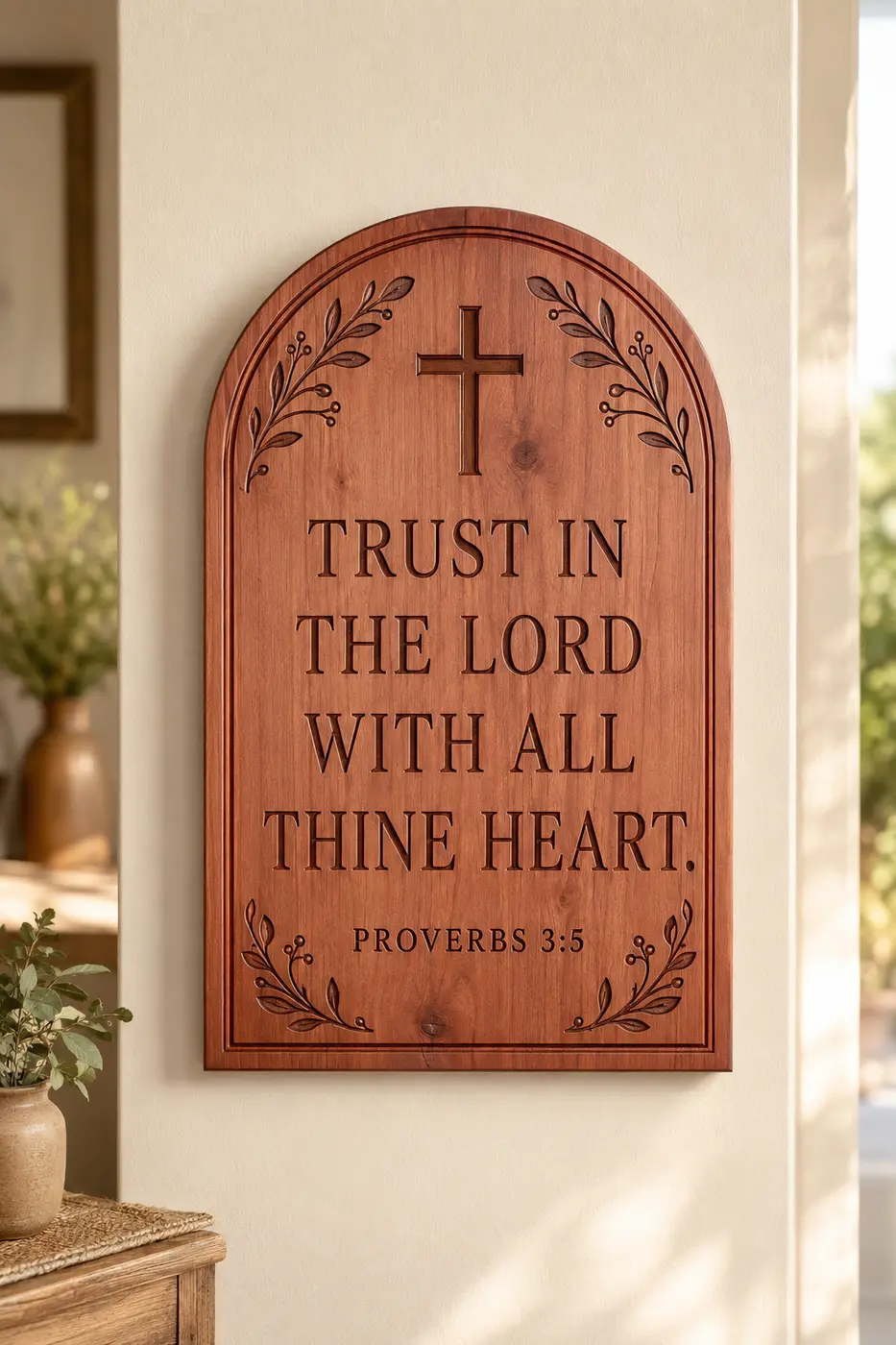 Proverbs 3:5 Cedar Plaque