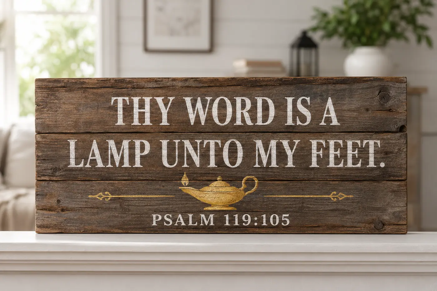 Psalm 119:105 Rustic Wood Sign