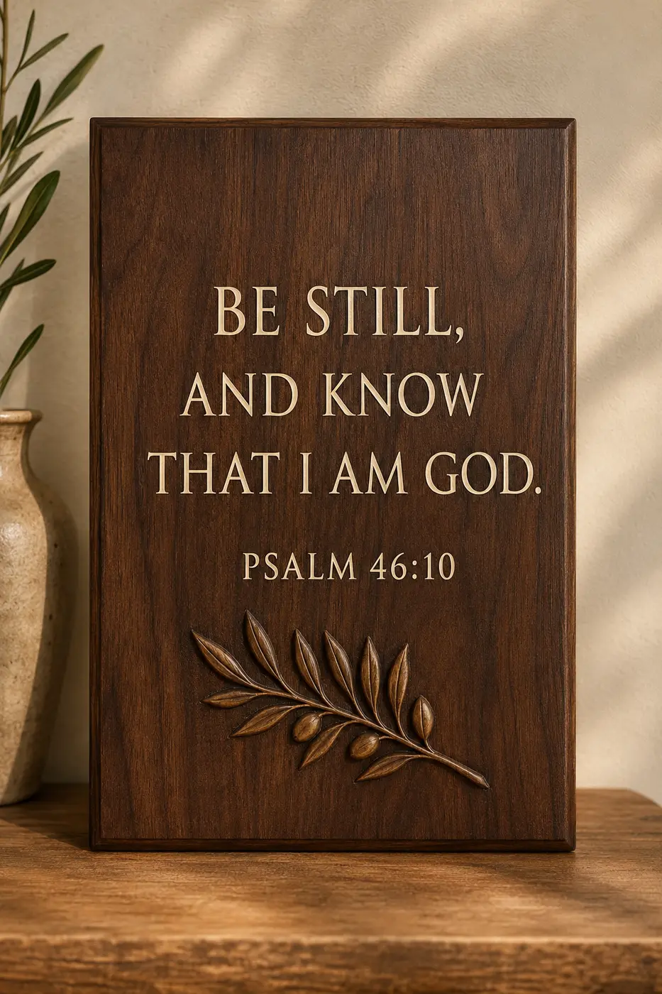 Psalm 46:10 Walnut Plaque